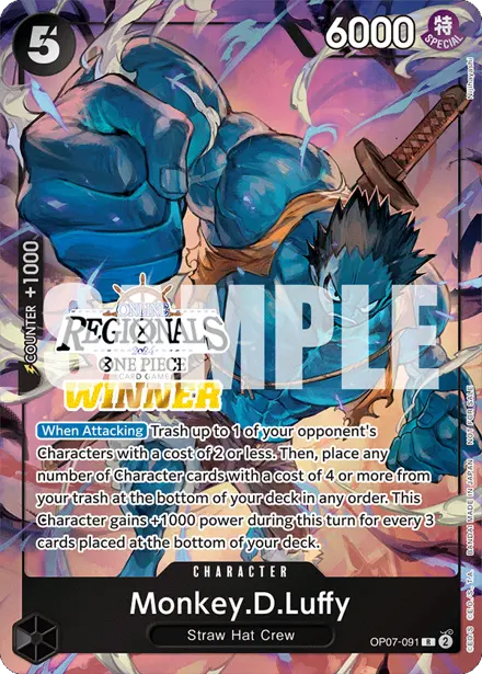 Monkey.D.Luffy OP07-091, Regionals Champion (CS24-W3 Online)