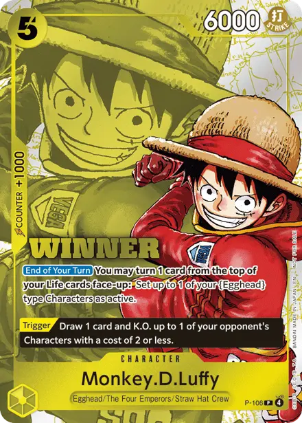 Monkey.D.Luffy P-106, Store Tournament Winner Pack 2026 Vol.2