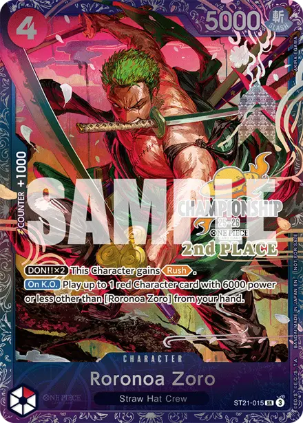 Roronoa Zoro ST21-015, Finals 2nd Place Trophy Card (CS25)